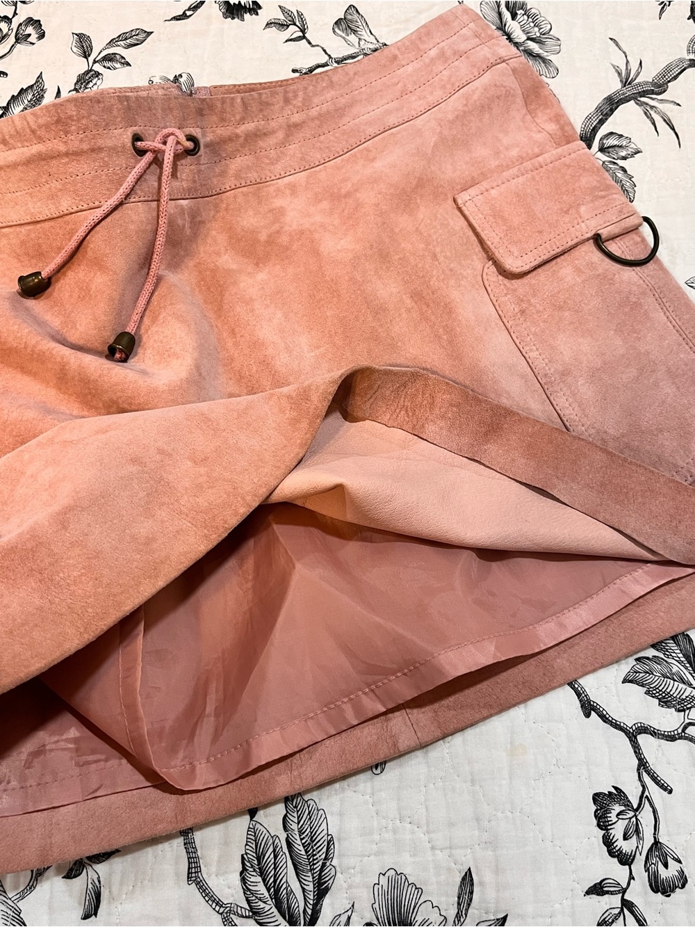 y2k Wilsons Cargo Suede Pink Leather Skirt Utility 2000’s Medium